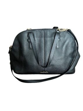 Vera Bradley Diana Black Pebbled Leather Domed Satchel